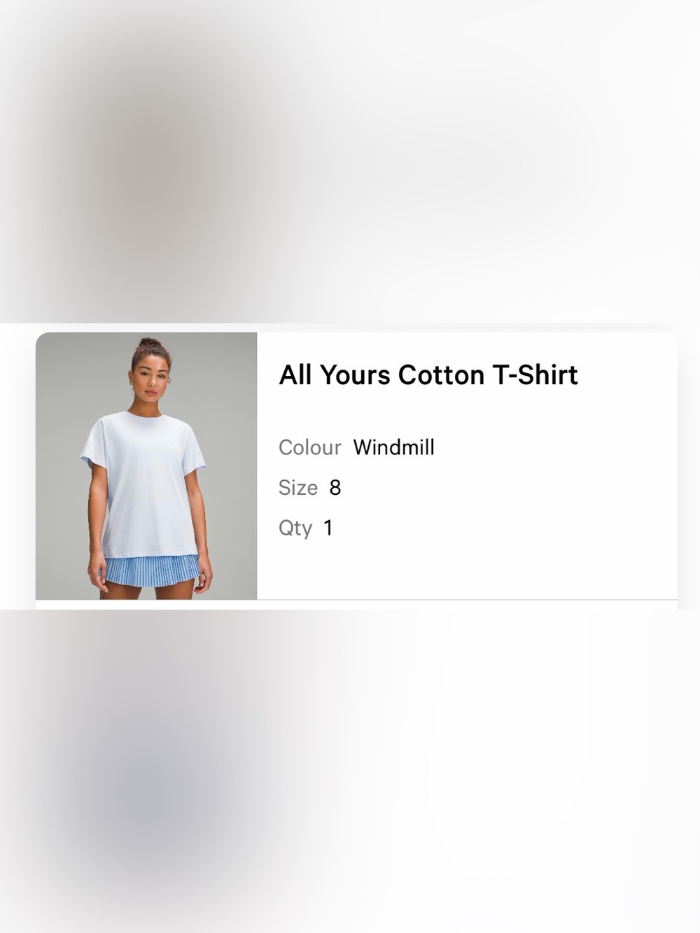 Women’s Lululemon All Yours Cotton T-shirt- Light Blue- Size 8
